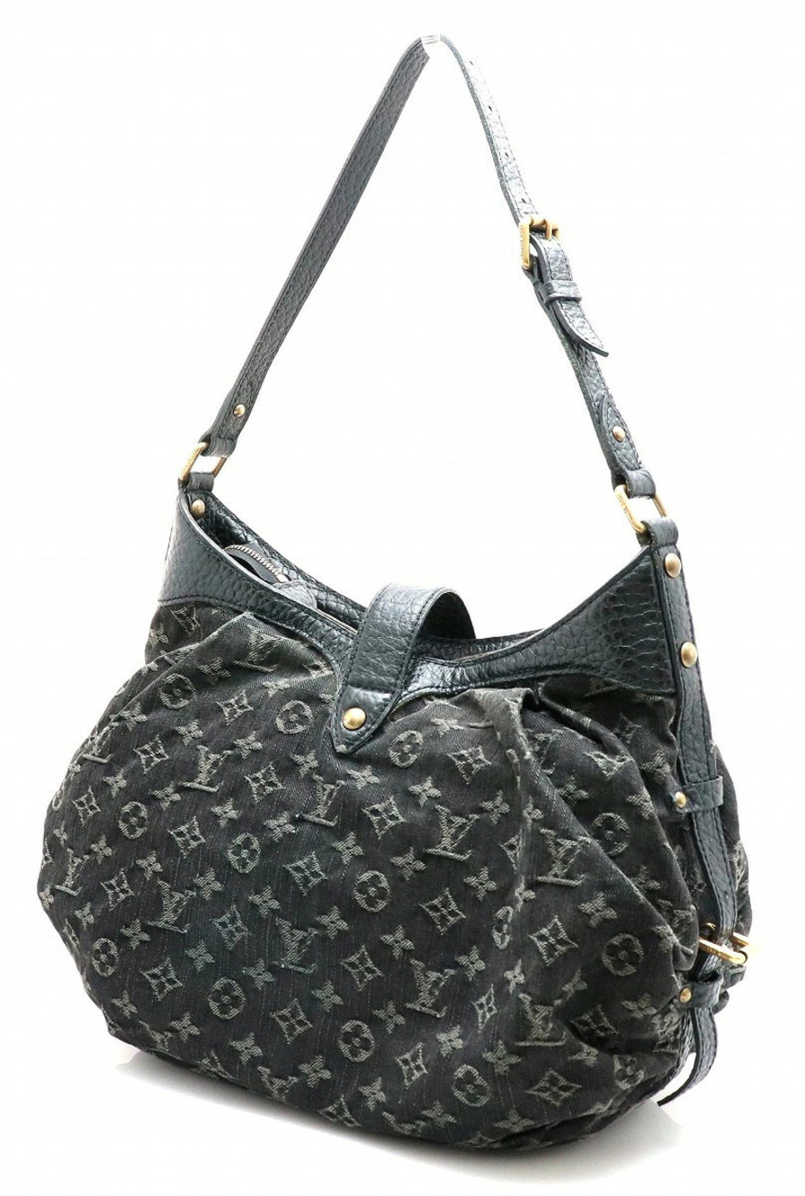 Louis Vuitton Black Bag Shoulder Crossbody Canvas Monogram Hobo u Denim Leather